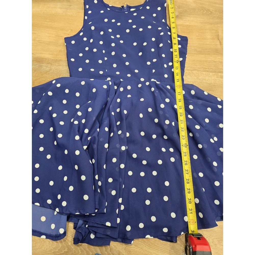 Maison Jules Blue Polka Dot Sleeveless Fit & Flare Dress - Size L (Large)